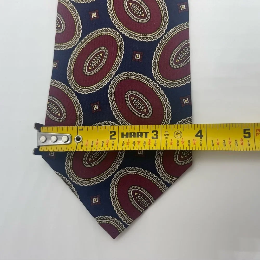 Polo Ralph Lauren Navy Burgundy Gold Medallion Luxury Necktie